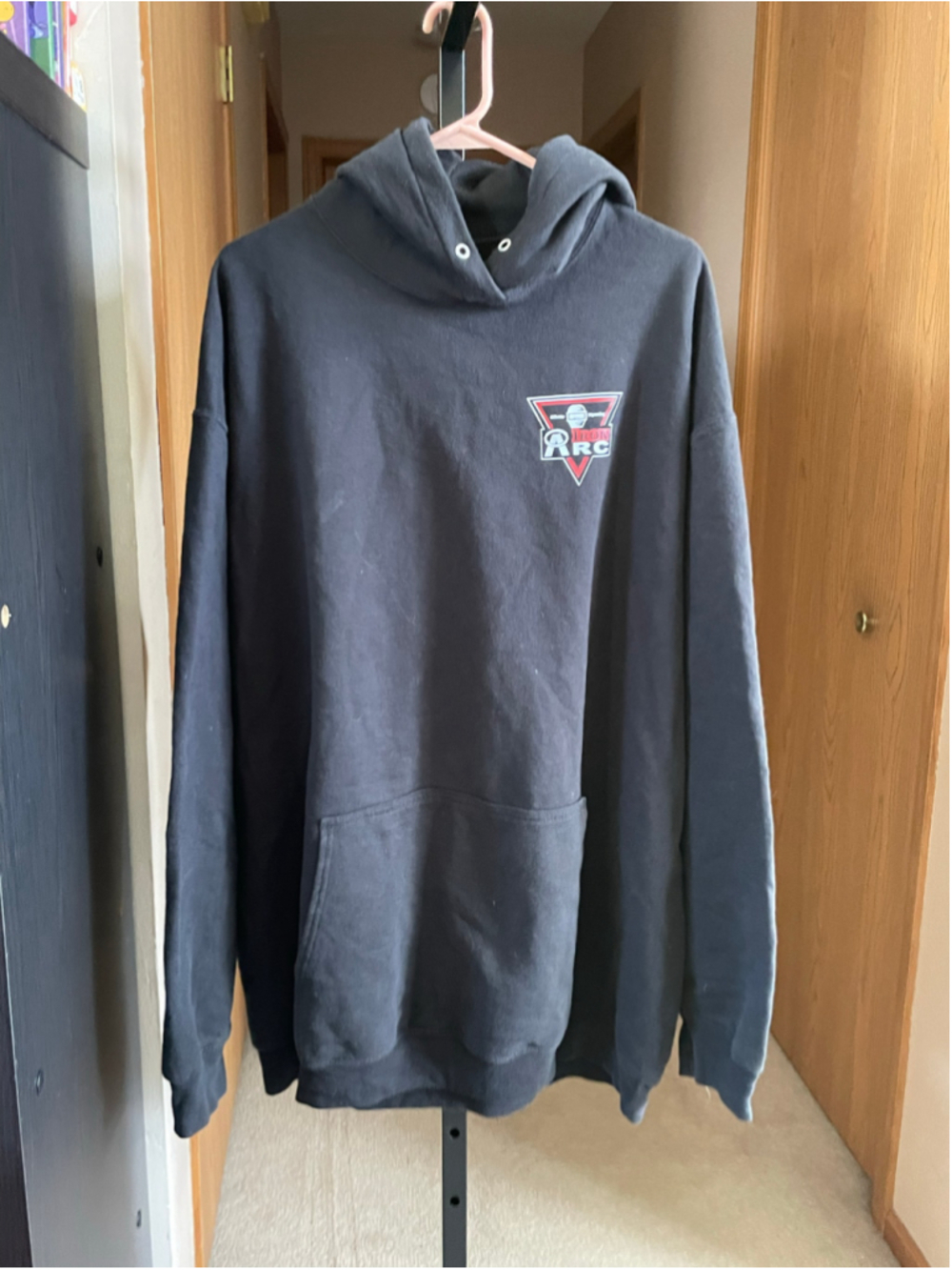 Women's Black Red Graphic Hoodie L